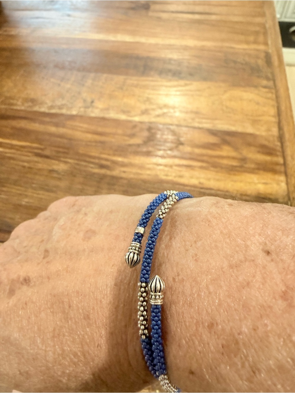 LAGOS Blue and Silver Double-Strand Rope Bracelet